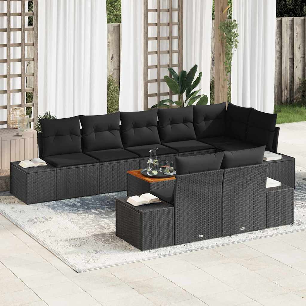 Garden Sofa Set with Storage 9 pcs Black