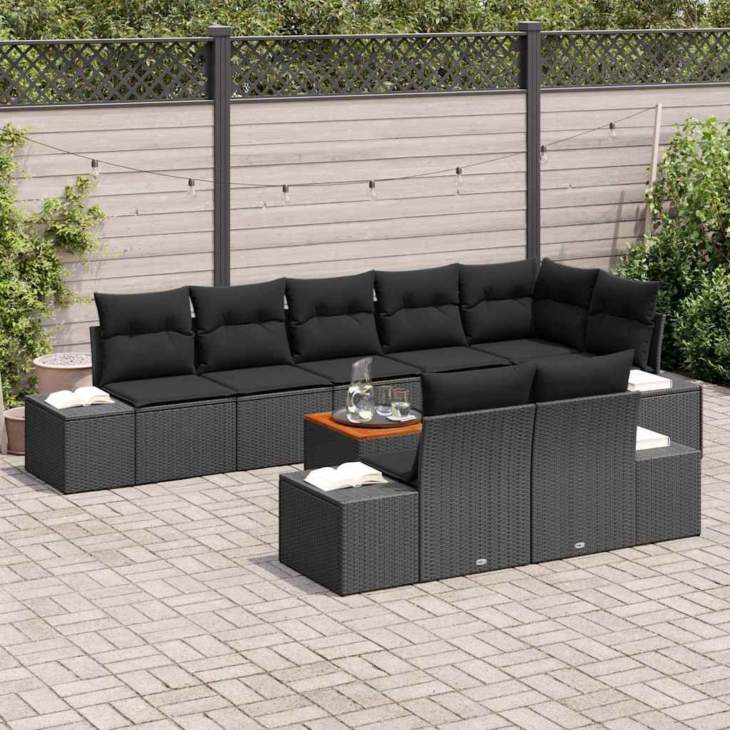 Garden Sofa Set with Storage 9 pcs Black