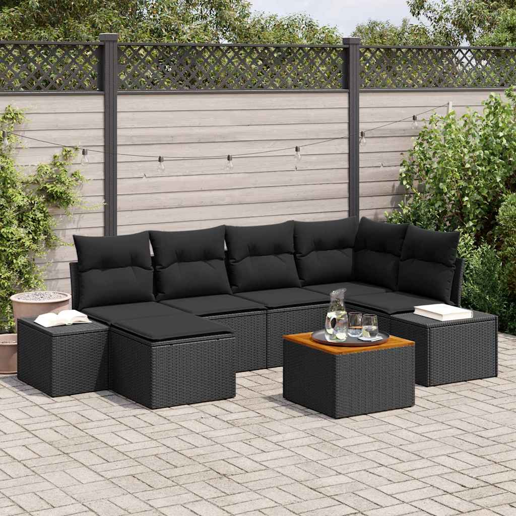 Garden Sofa Set 7 pcs Black