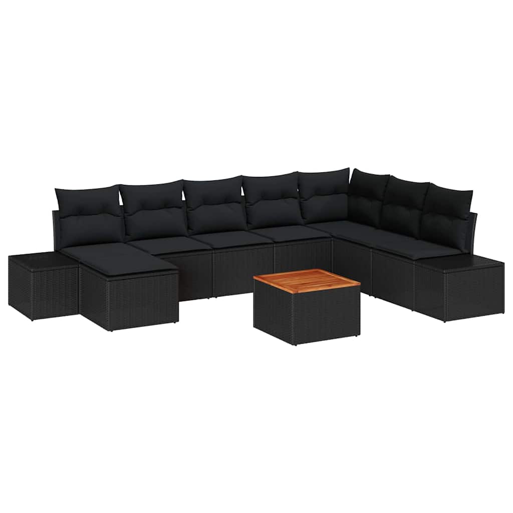 Garden Sofa Set 9 pcs Black