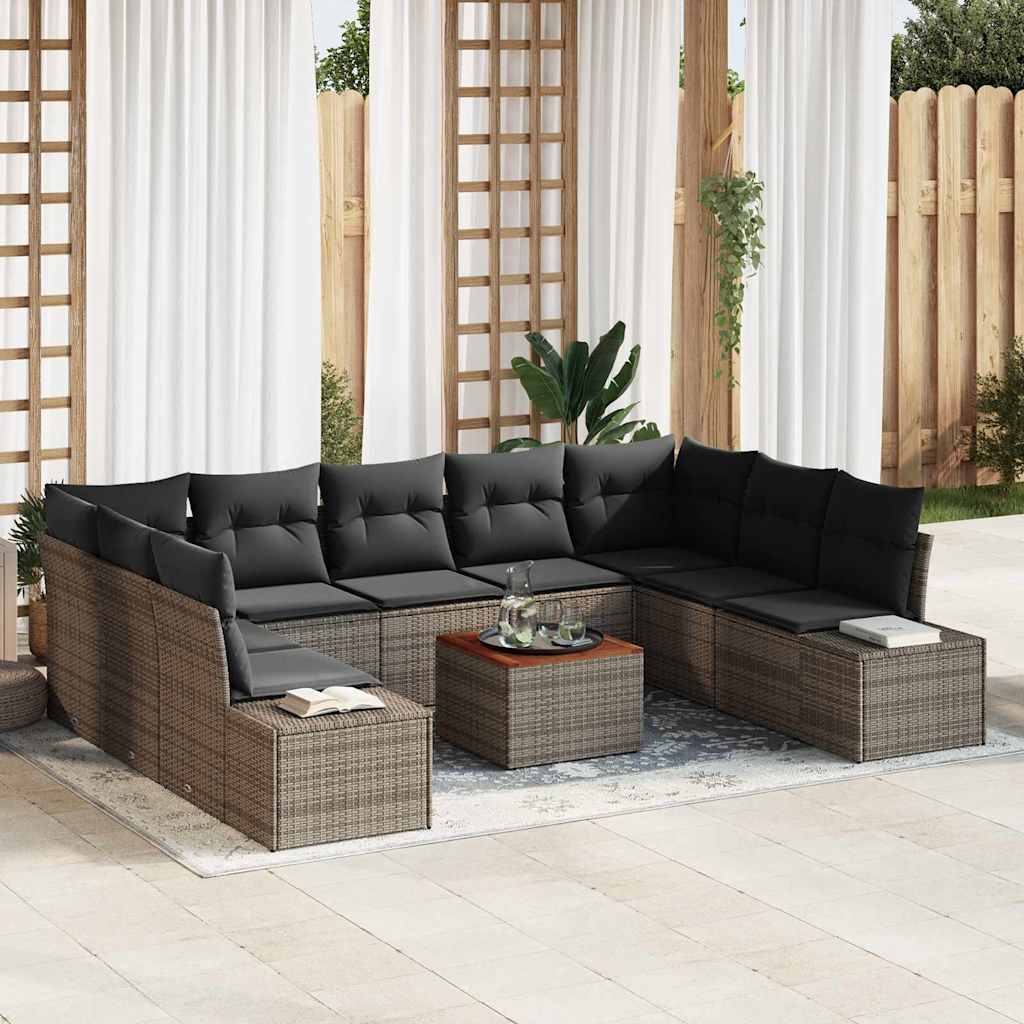 Garden Sofa Set with Storage 10 pcs Grey