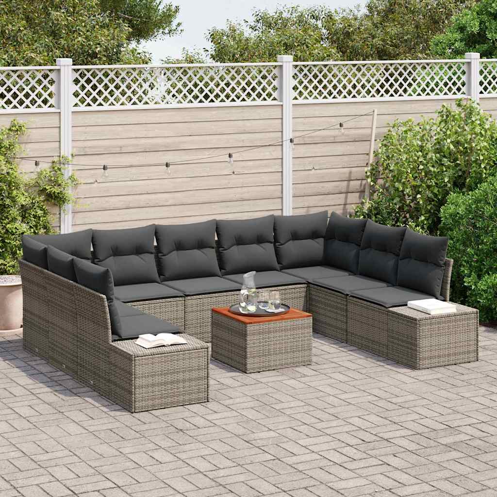 Garden Sofa Set with Storage 10 pcs Grey