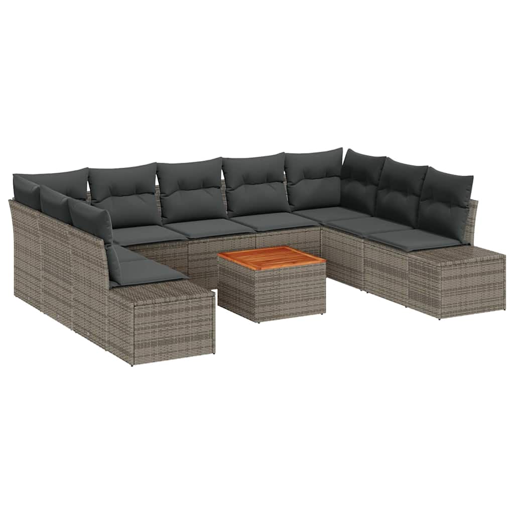 Garden Sofa Set with Storage 10 pcs Grey