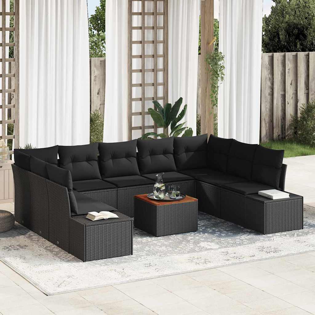 Garden Sofa Set with Storage 10 pcs Black