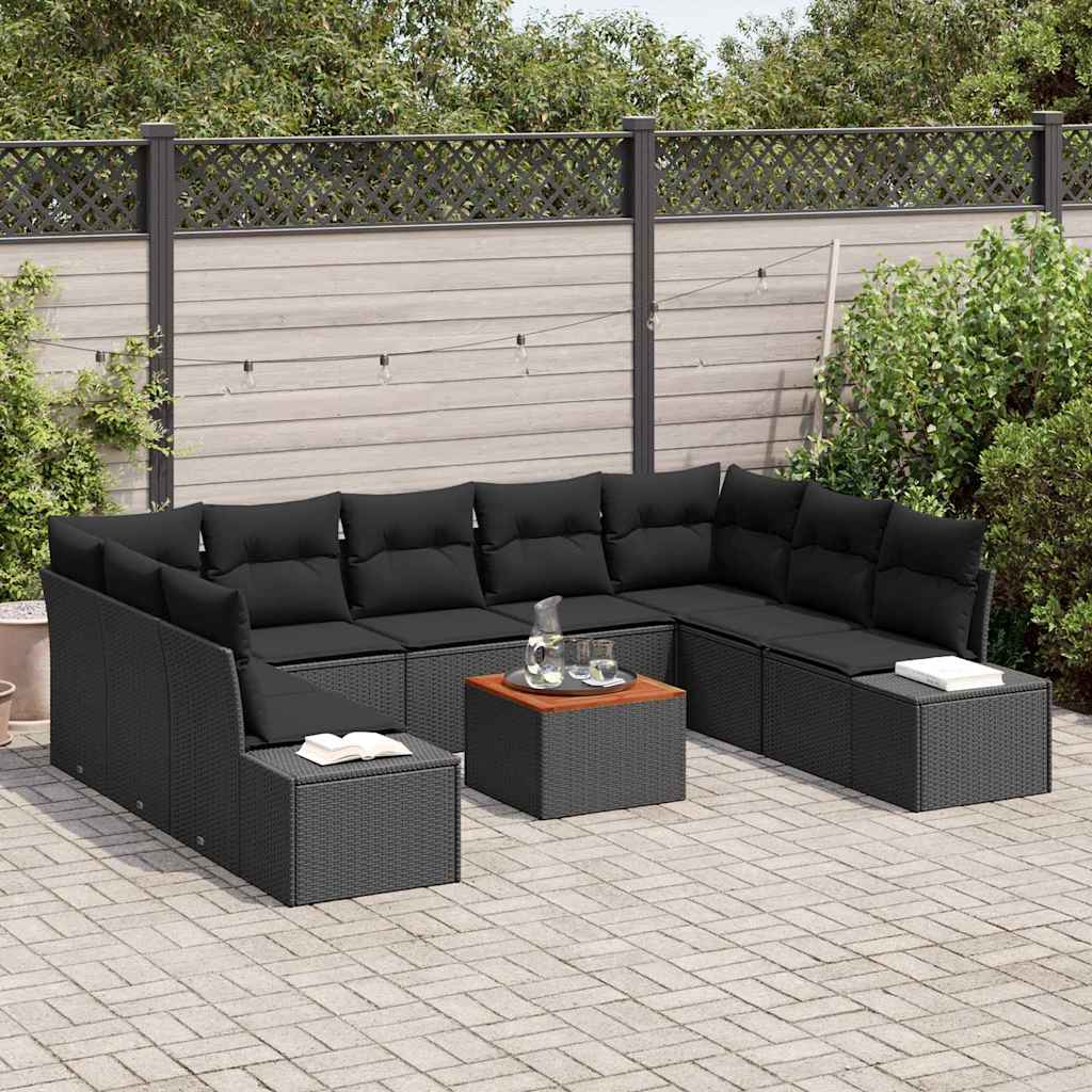 Garden Sofa Set with Storage 10 pcs Black