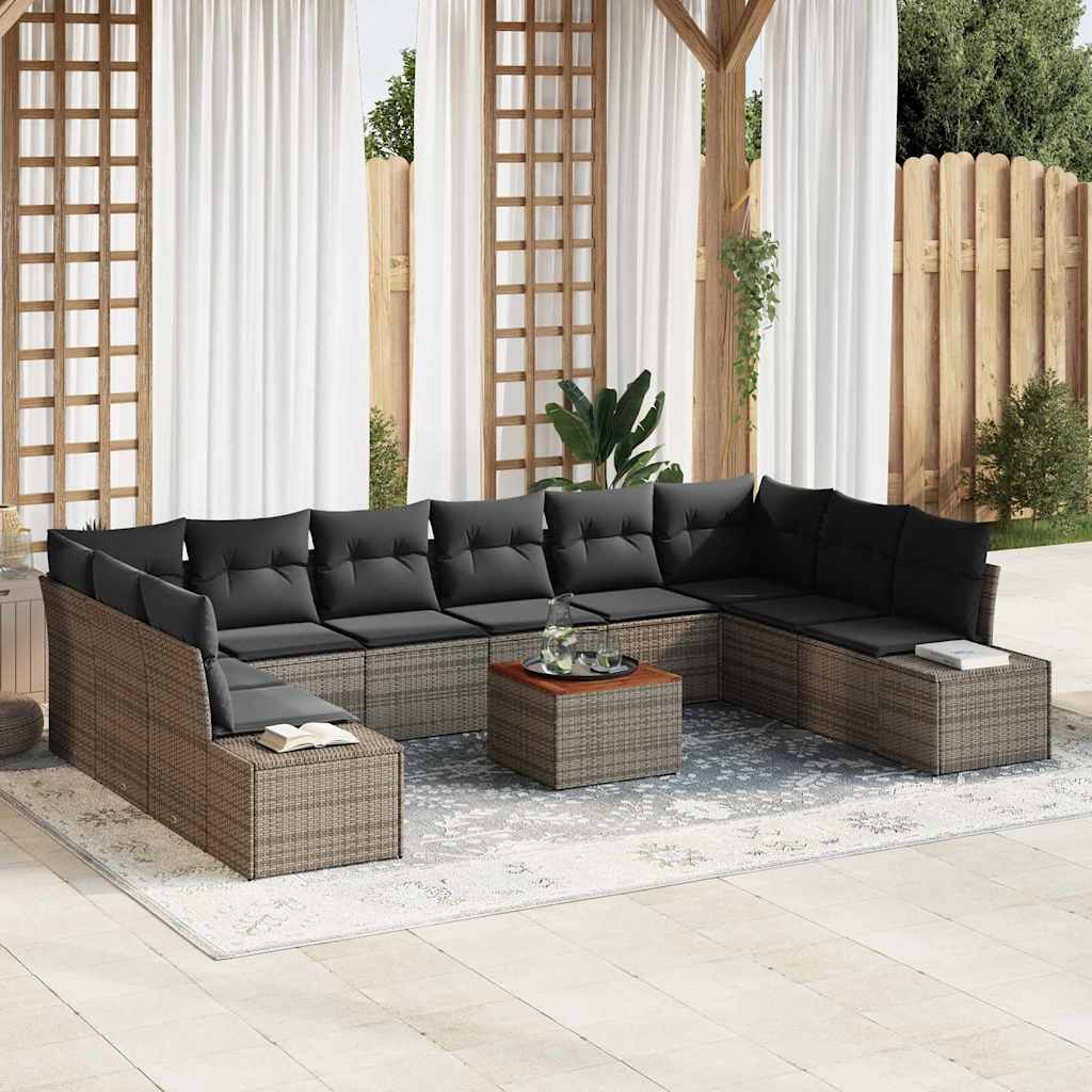 Garden Sofa Set with Storage 11 pcs Grey