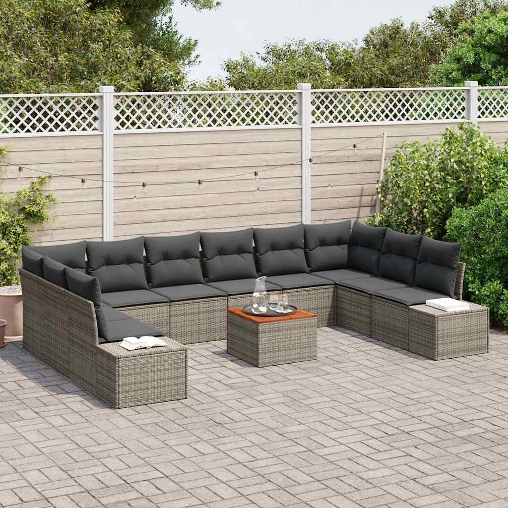 Garden Sofa Set with Storage 11 pcs Grey