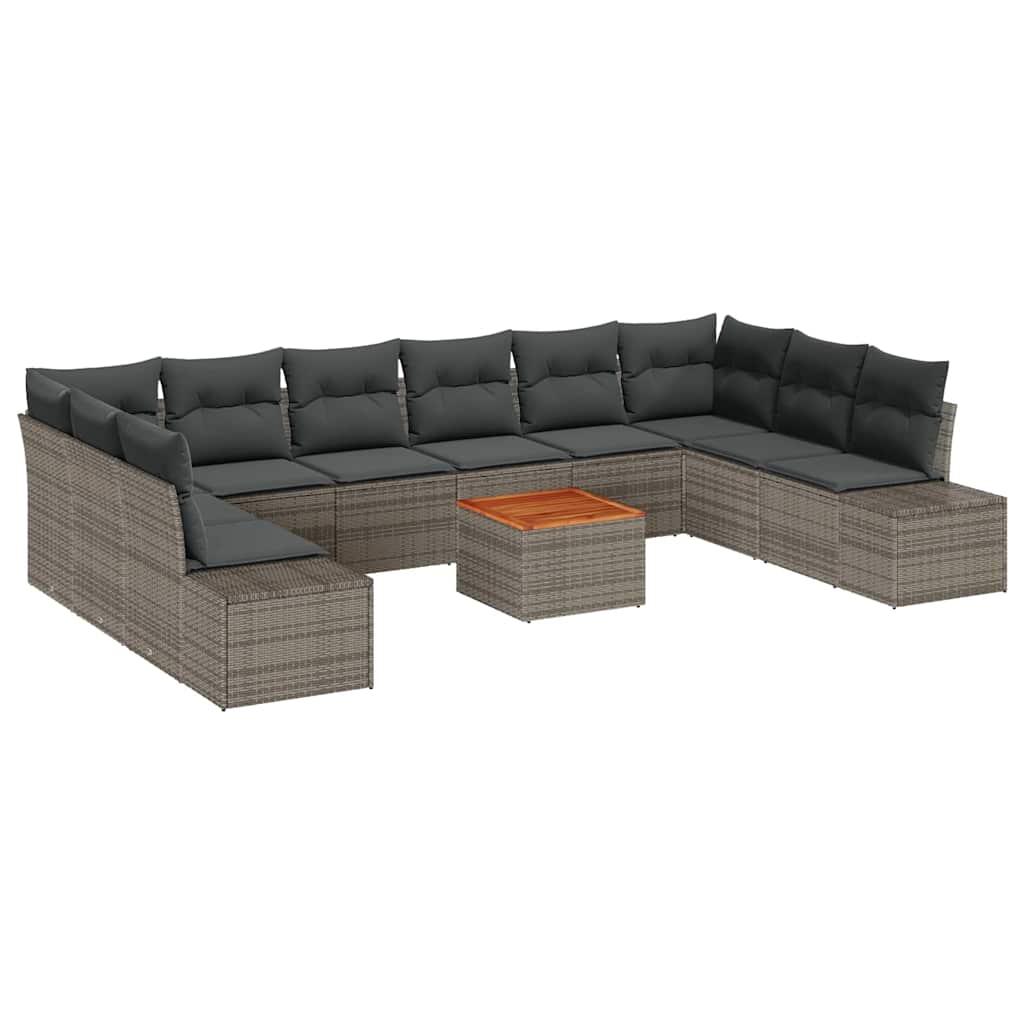 Garden Sofa Set with Storage 11 pcs Grey