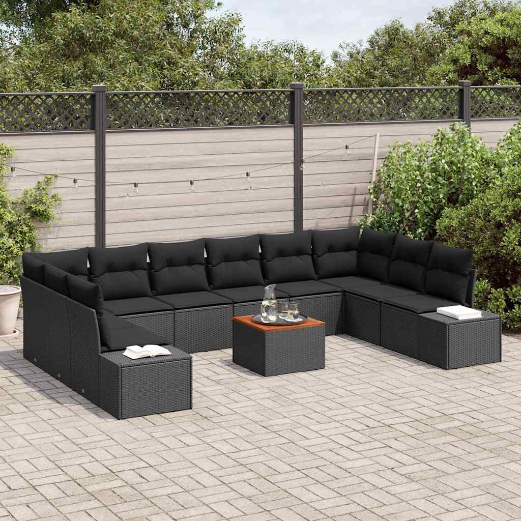 Garden Sofa Set with Storage 11 pcs Black