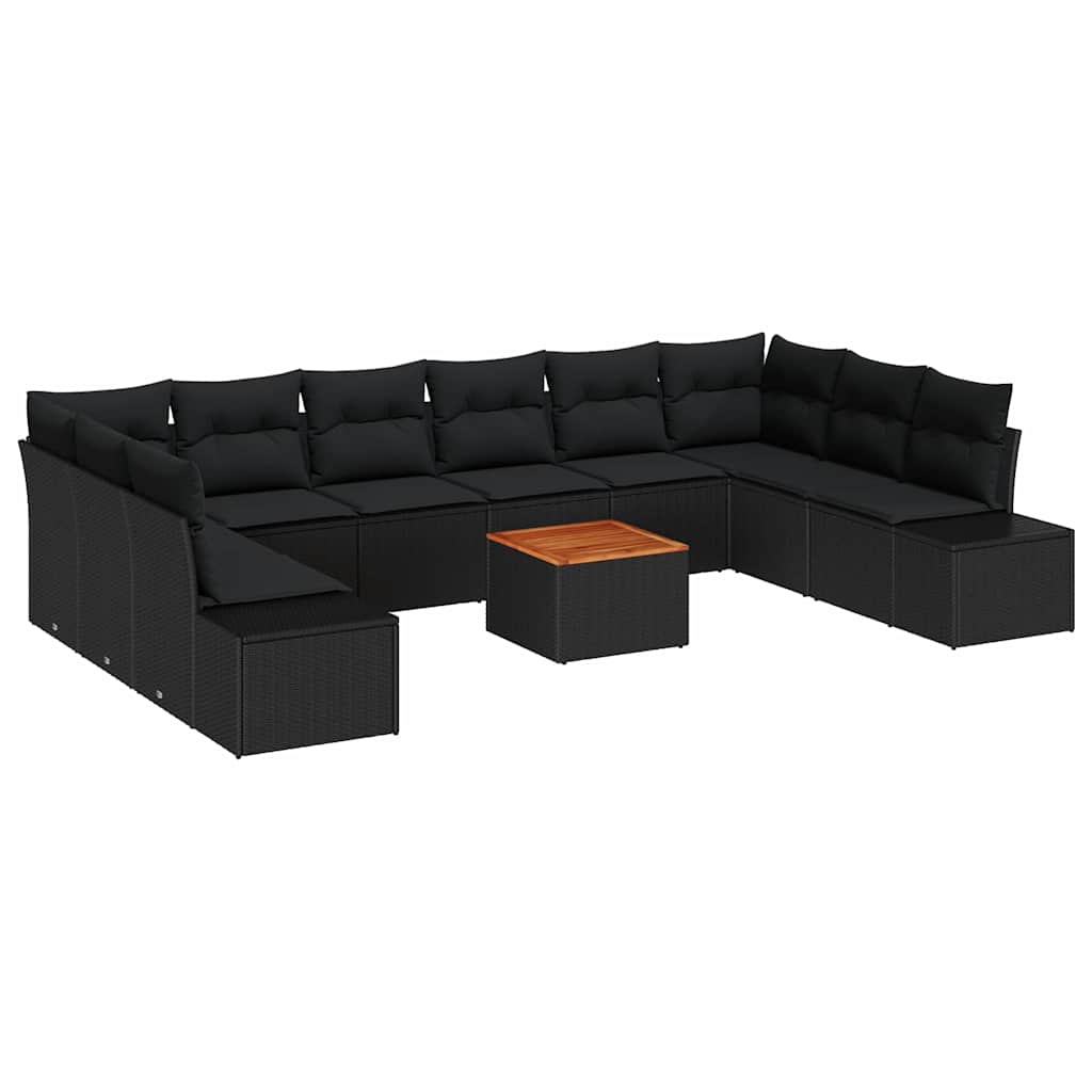 Garden Sofa Set with Storage 11 pcs Black