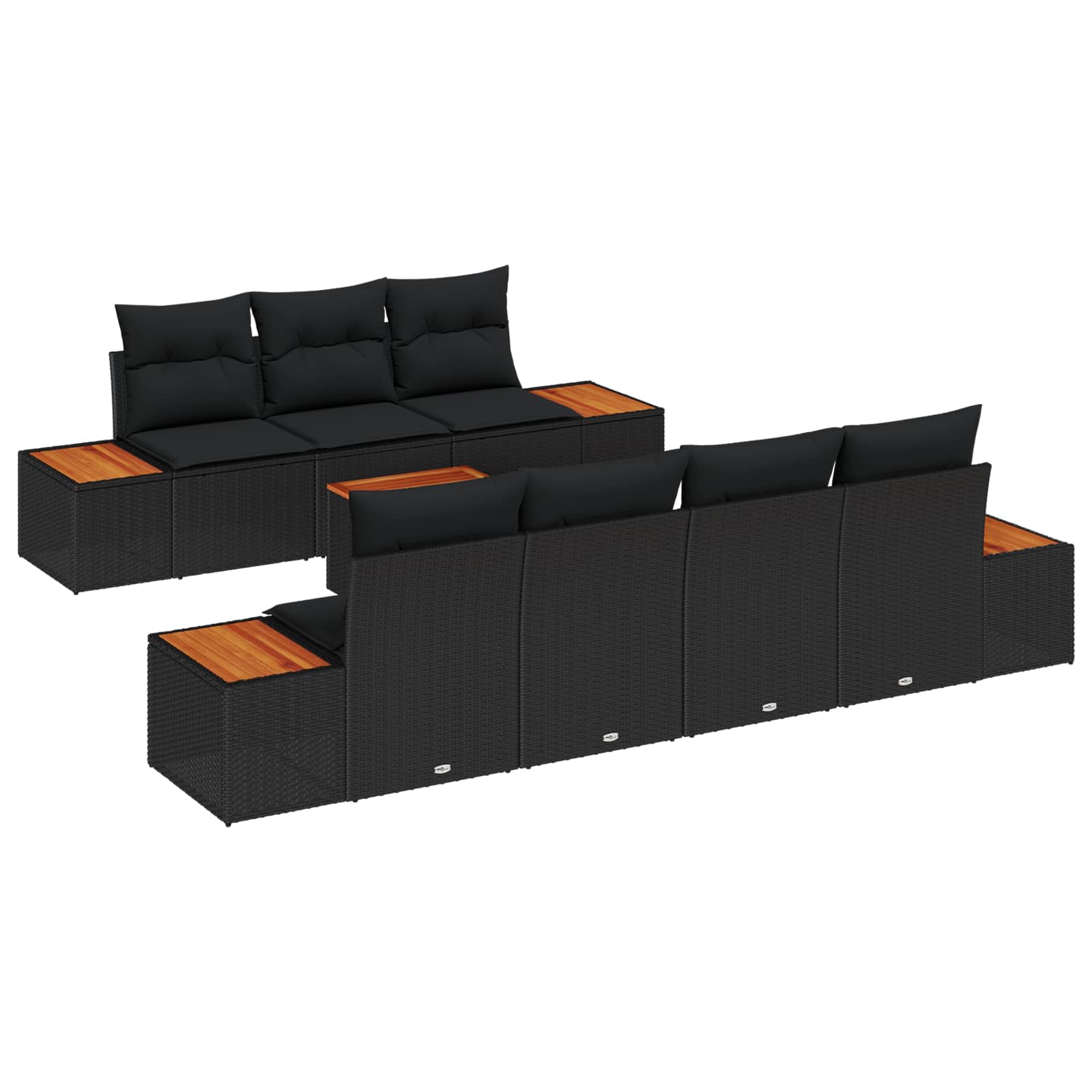 Garden Sofa Set with Cushion 8 pcs Black Poly rattan