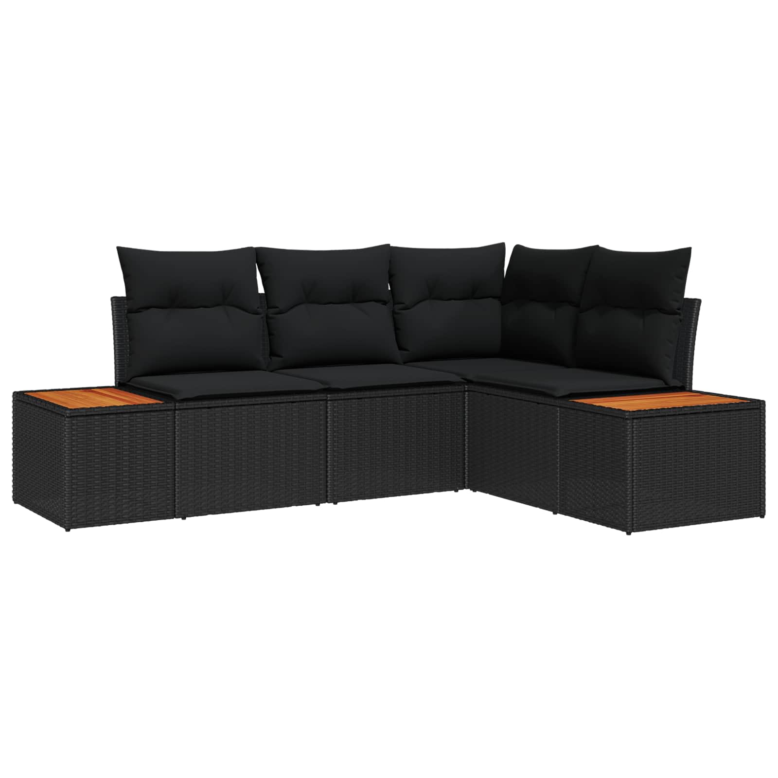 Garden Sofa Set with Cushion 4 pcs Black Poly Rattan