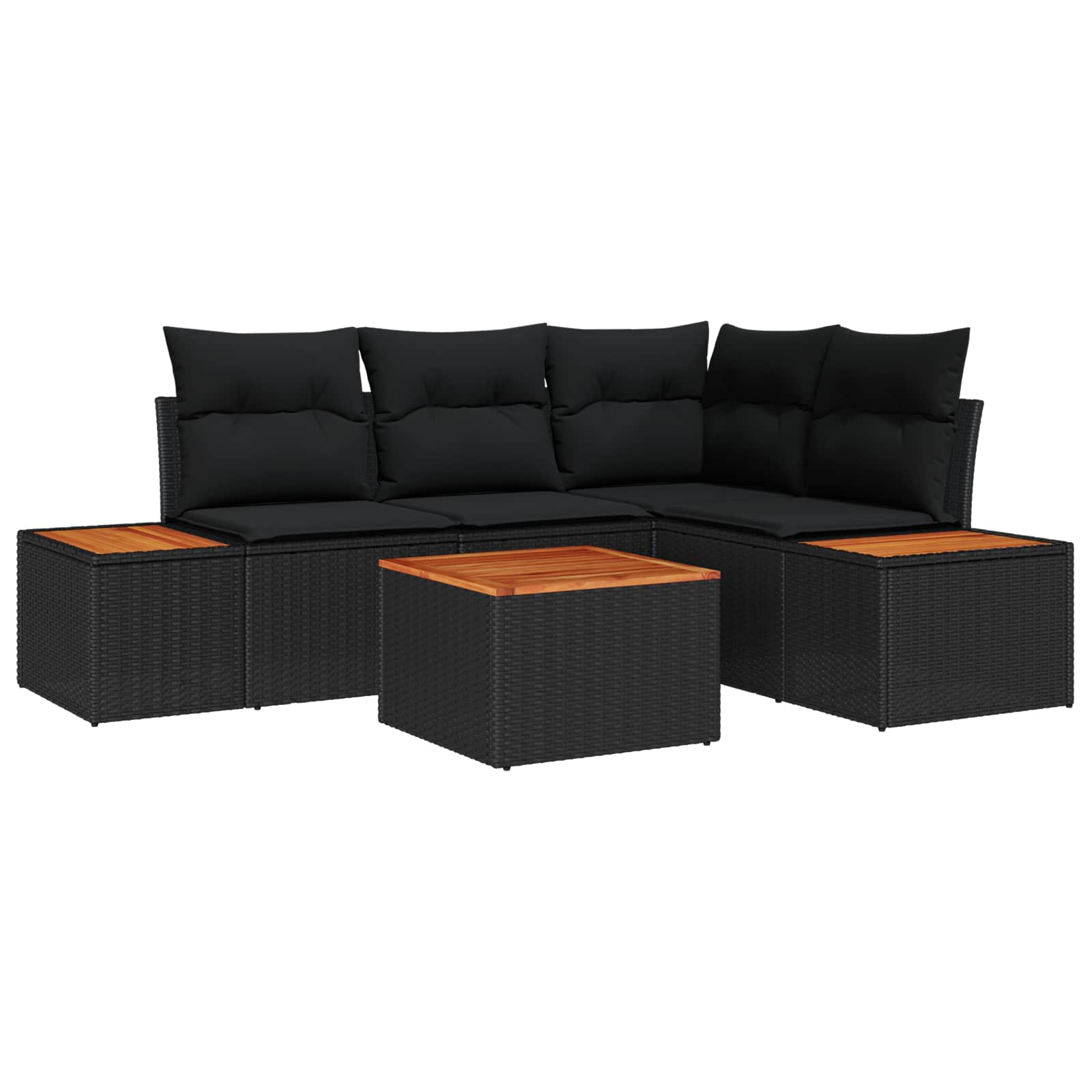 Garden Sofa Set with Cushion 4 pcs Black Poly Rattan