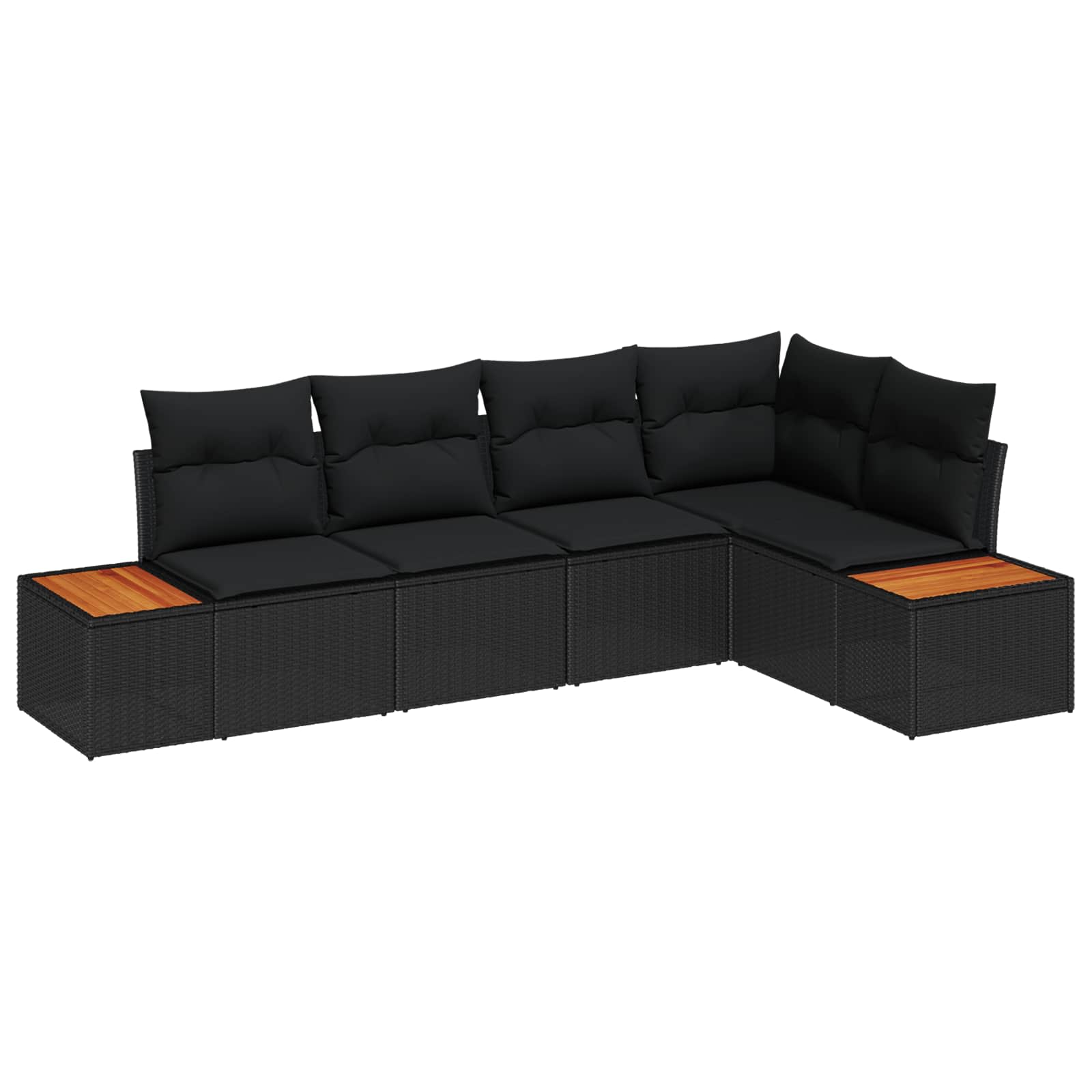Garden Sofa Set with Cushion 5 pcs Black Poly rattan