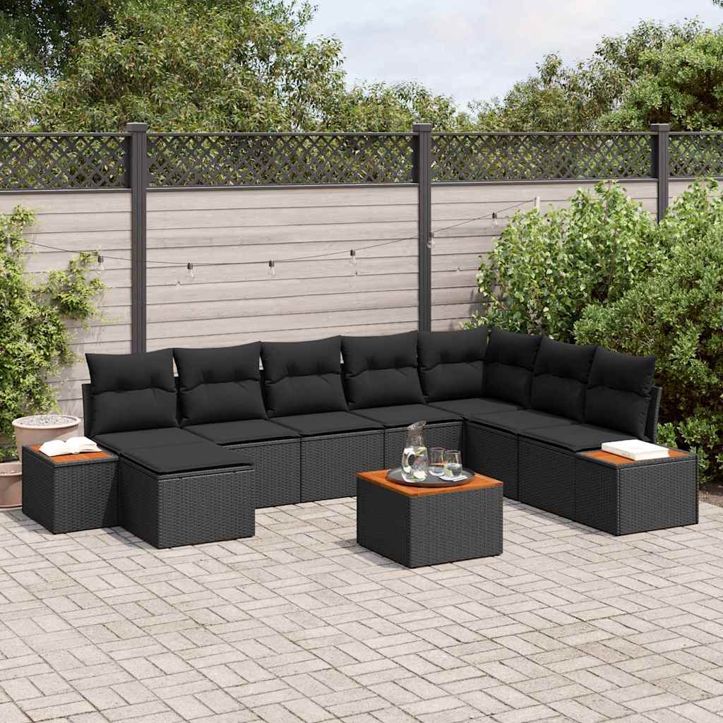 Garden Sofa Set 9 pcs Black 319 x 209 x 85 cm Poly rattan