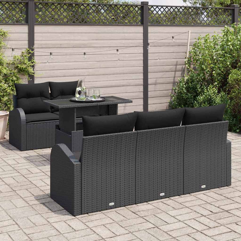 Garden Sofa Set Manual 6 pcs Black 100 x 55 x 73 cm Poly rattan