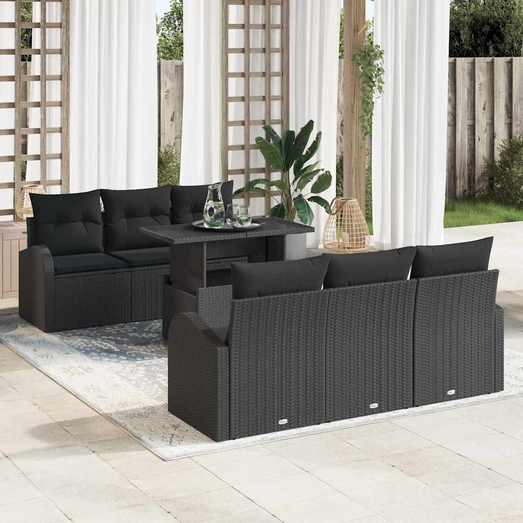 Garden Sofa Set Manual 7 pcs Black 100 x 55 x 73 cm Poly rattan