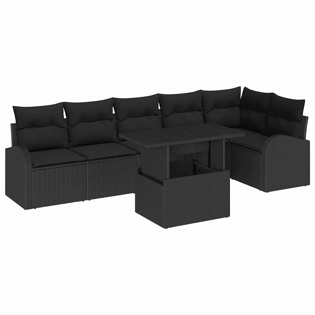 Garden Sofa Set Manual 7 pcs Black 100 x 55 x 73 cm Poly rattan