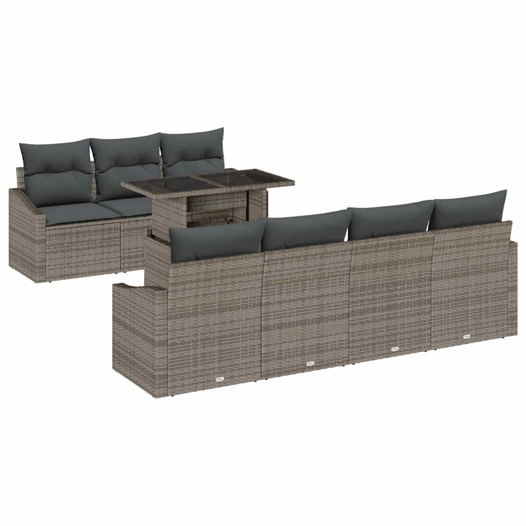 Garden Sofa Set with Storage 8 pcs Grey Poly rattan
