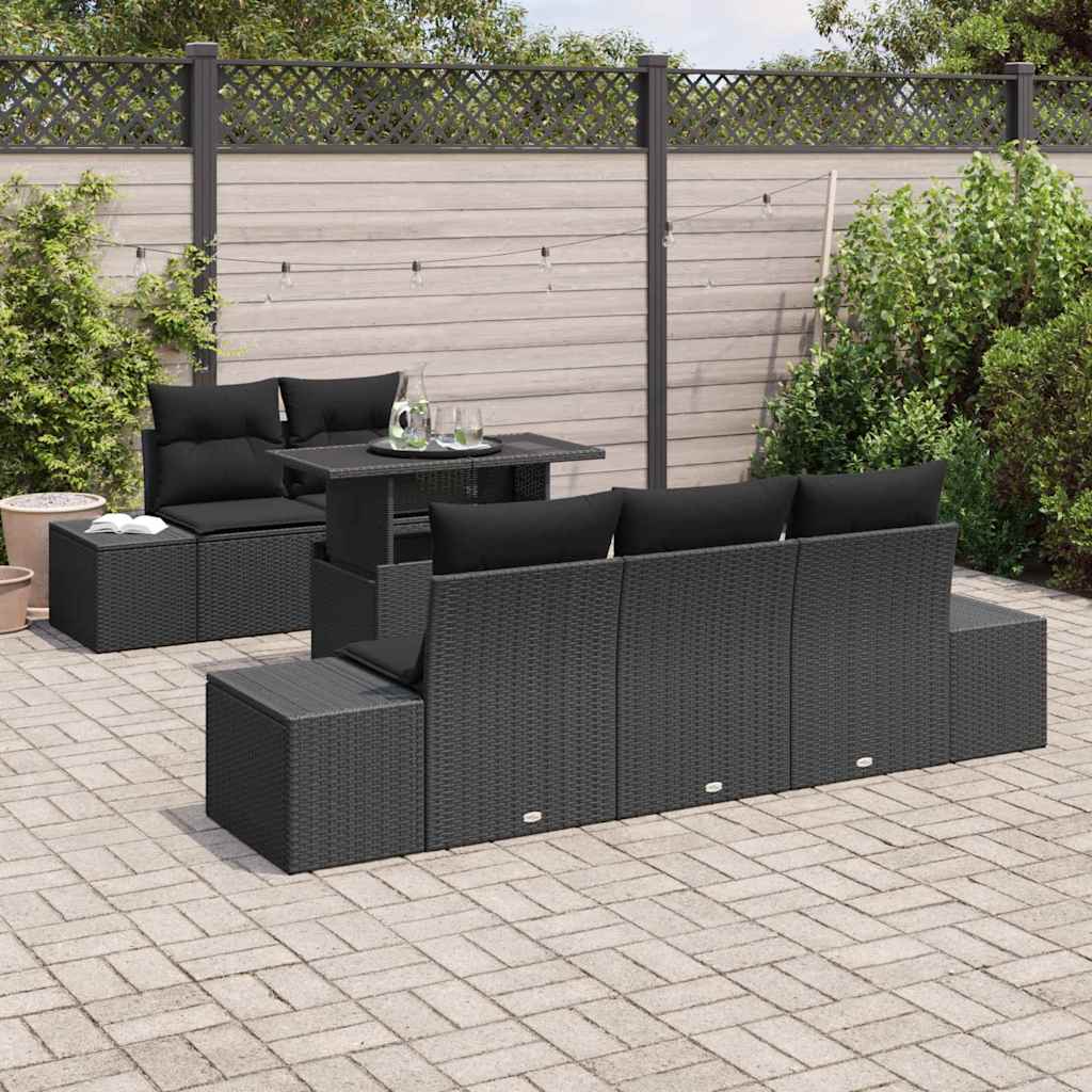 Garden Sofa Set with Cushion 6 pcs Black 100 x 55 x 73 cm