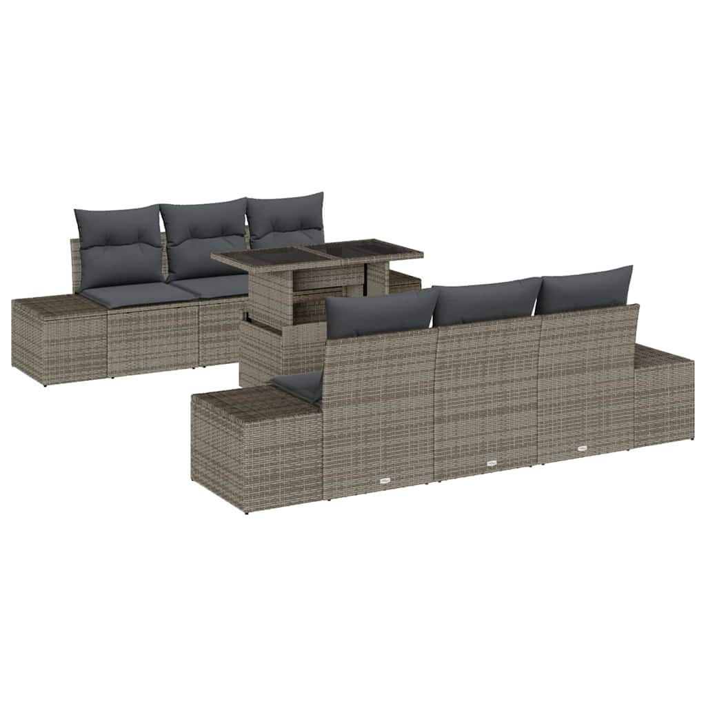 Garden Sofa Set with Cushion 7 pcs Grey 100 x 55 x 73 cm