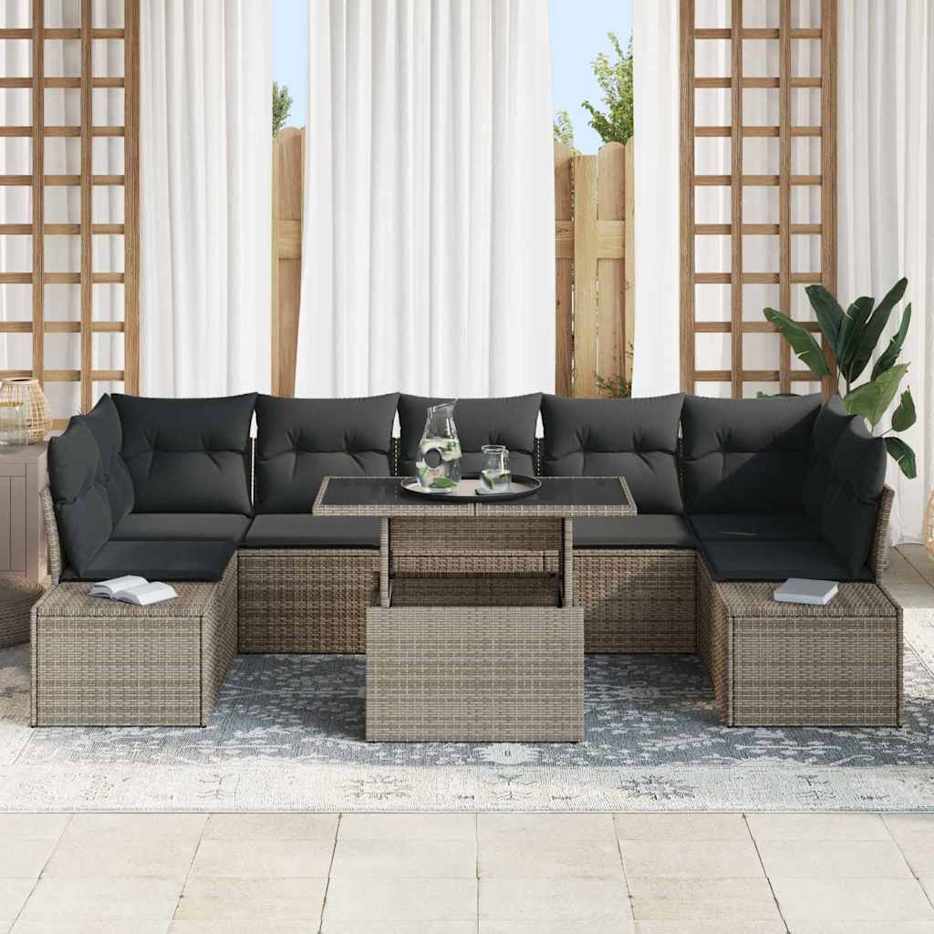 Garden Sofa Set with Cushion 8 pcs Grey 100 x 55 x 73 cm