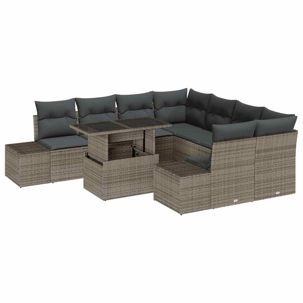 Garden Sofa Set with Cushion 9 pcs Grey 100 x 55 x 73 cm