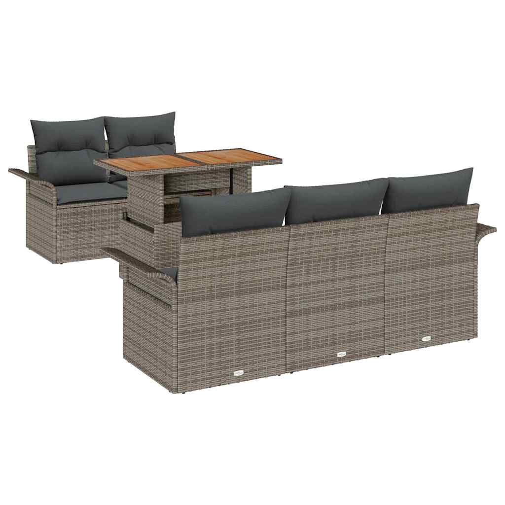 Garden Sofa Set with Storage 6 pcs Grey Poly rattan