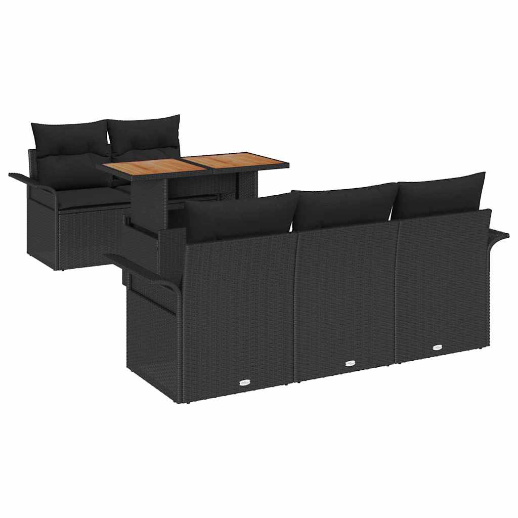 Garden Sofa Set with Storage 6 pcs Black Poly rattan
