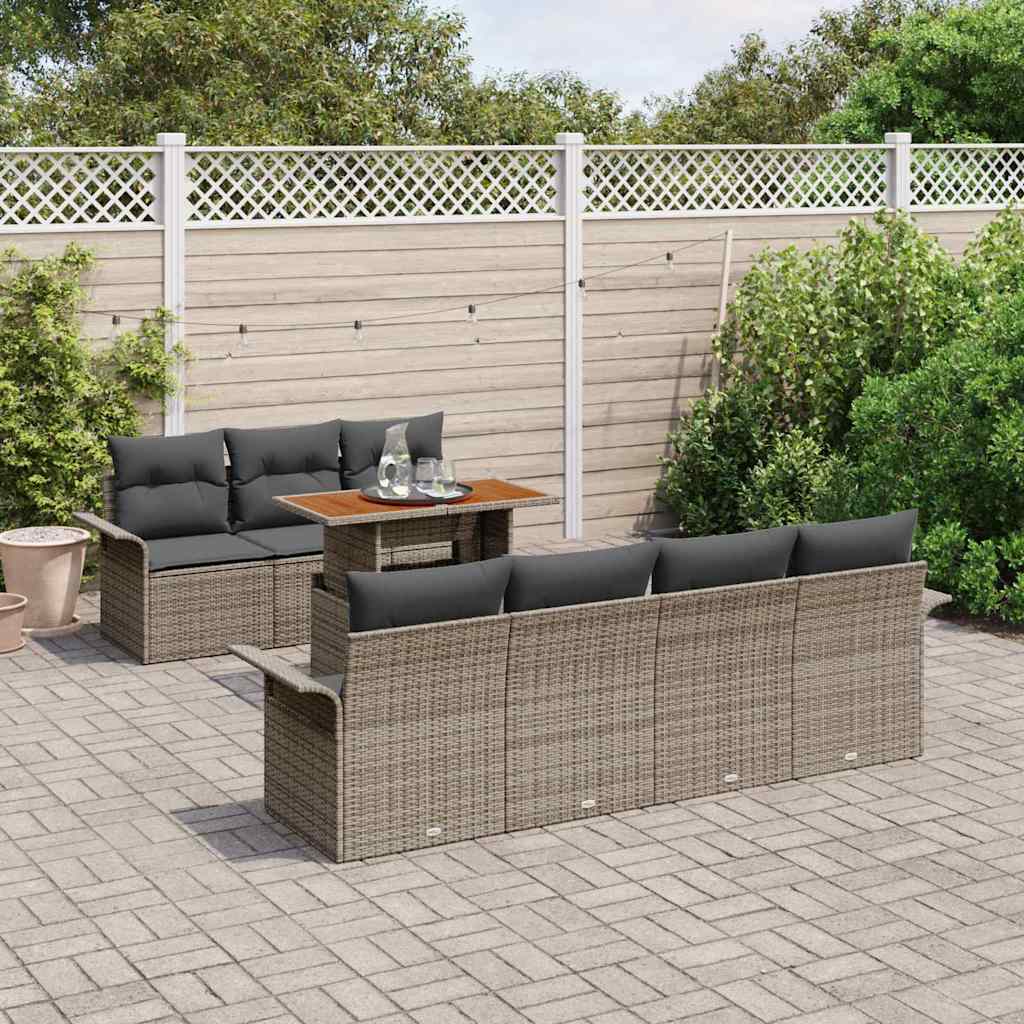 Garden Sofa Set with Storage 8 pcs Grey Poly rattan