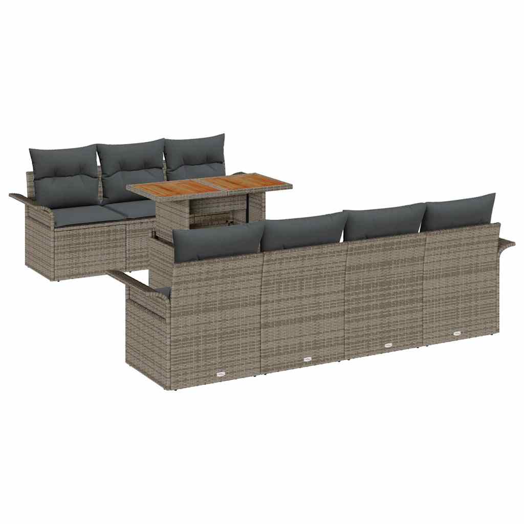 Garden Sofa Set with Storage 8 pcs Grey Poly rattan