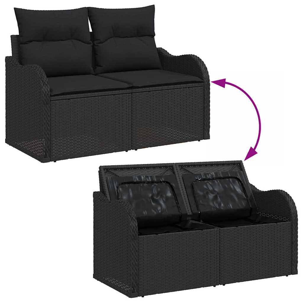 Garden Sofa Set 7 pcs Black Poly rattan