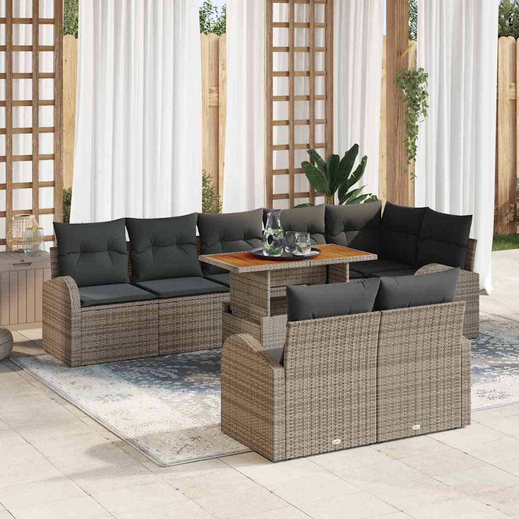 Garden Sofa Set with Storage 9 pcs Grey Poly rattan