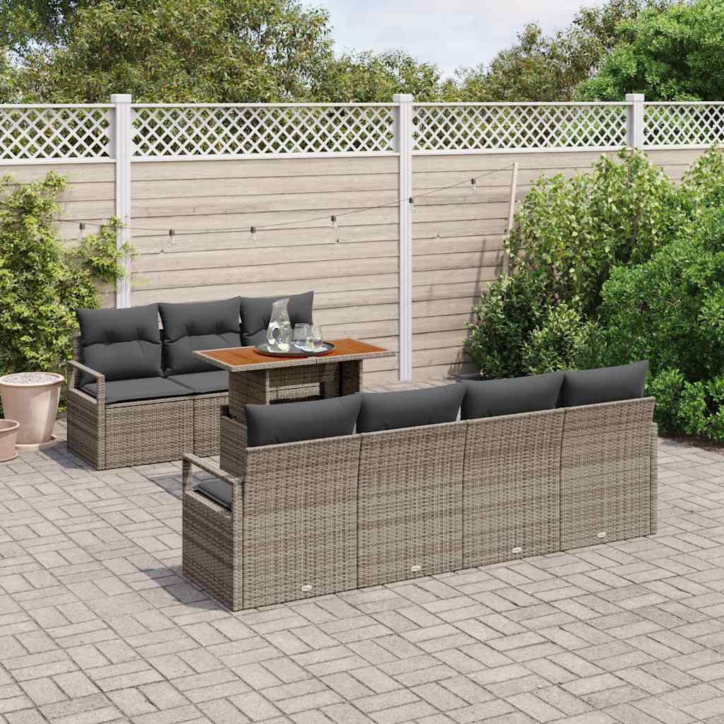 Garden Sofa Set with Storage 8 pcs Grey Poly rattan