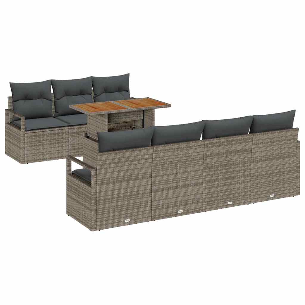 Garden Sofa Set with Storage 8 pcs Grey Poly rattan