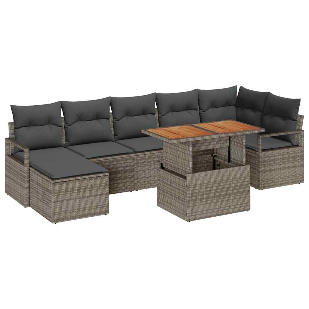 Garden Sofa Set with Storage 8 pcs Grey Poly rattan