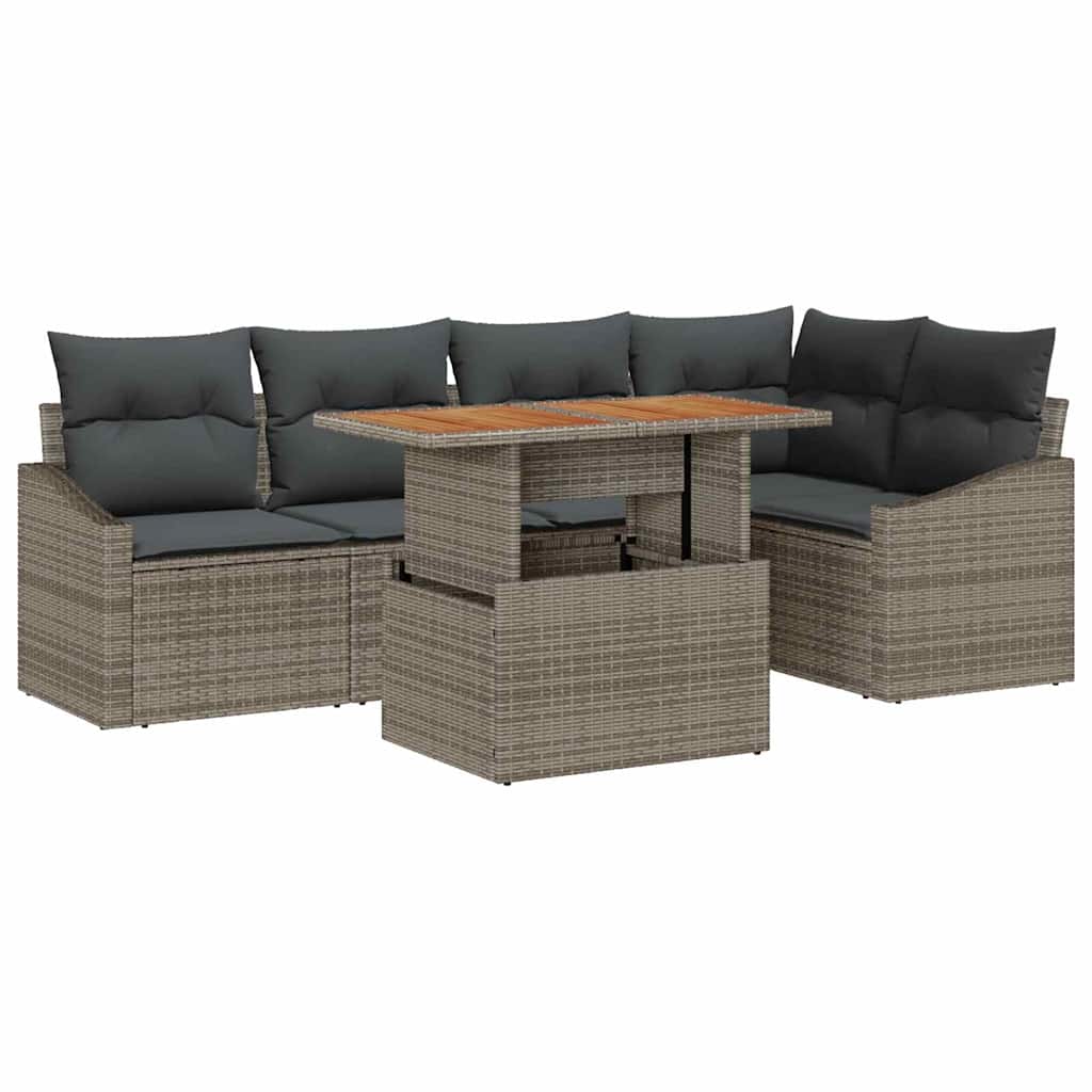 Garden Sofa Set with Storage 6 pcs Grey Poly rattan