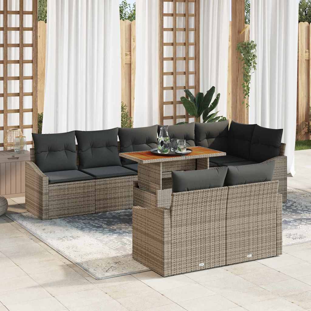 Garden Sofa Set with Storage 9 pcs Grey Poly rattan