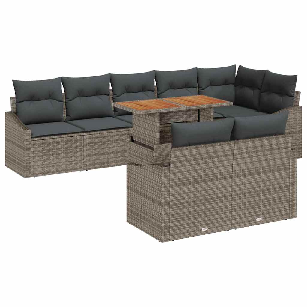 Garden Sofa Set with Storage 9 pcs Grey Poly rattan