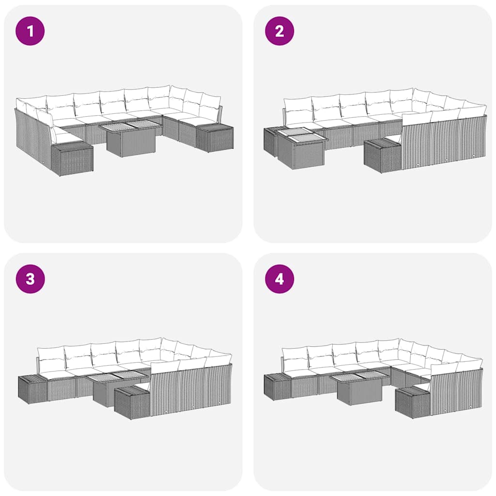 Garden Sofa Set with Storage 11 pcs Grey Poly rattan