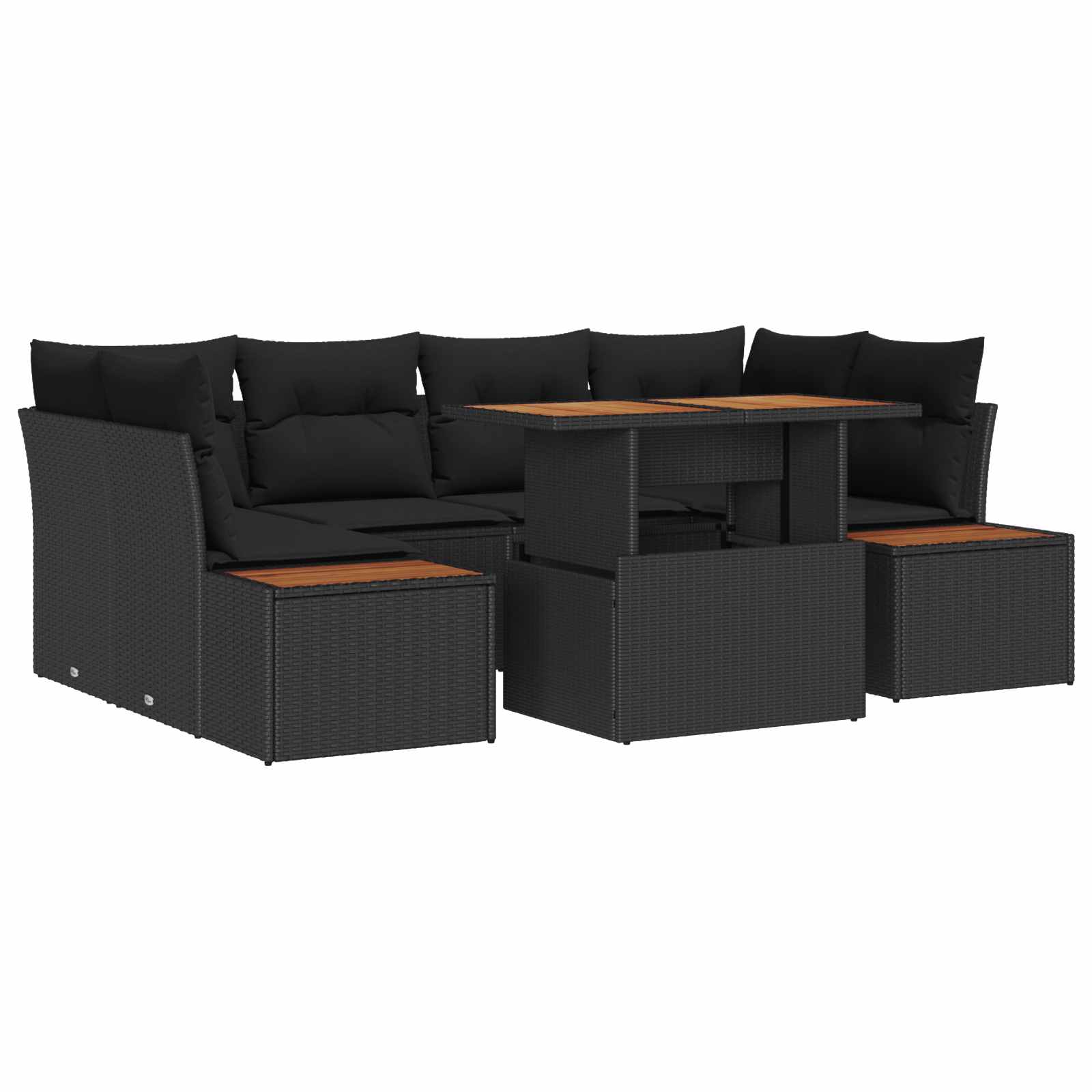 Garden Sofa Set with Storage 7 pcs Black Poly rattan