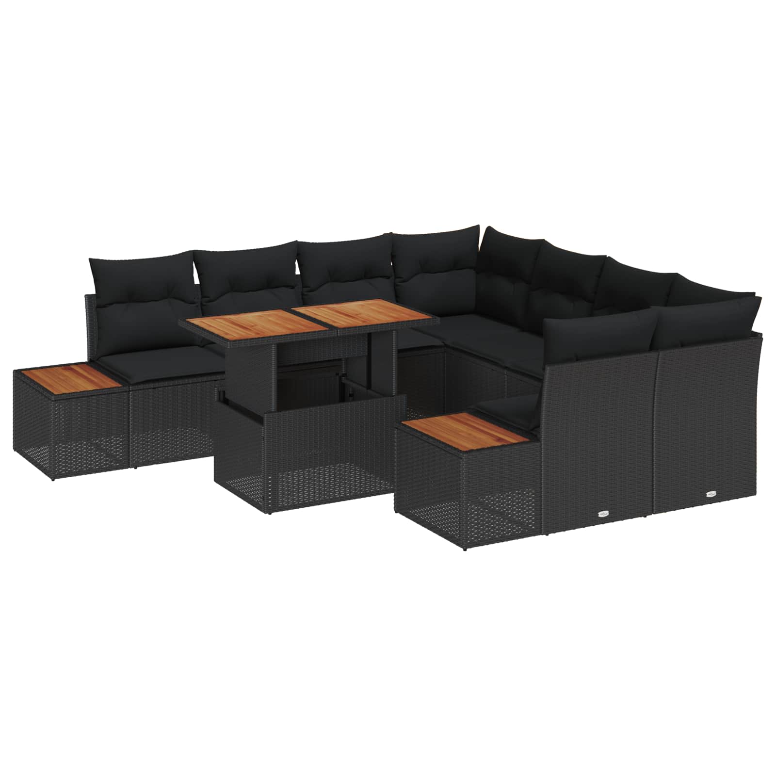 Garden Sofa Set with Storage 9 pcs Black Poly rattan