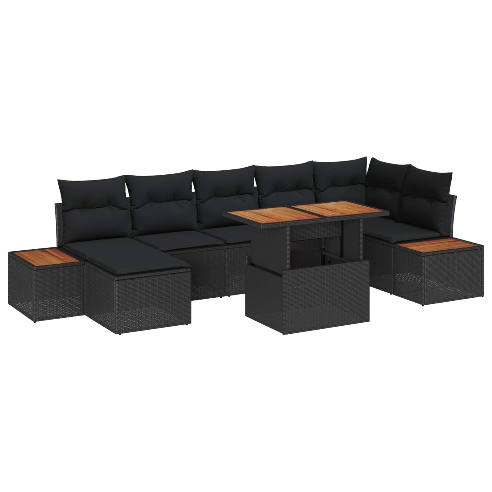 Garden Sofa Set with Storage 8 pcs Black Poly rattan