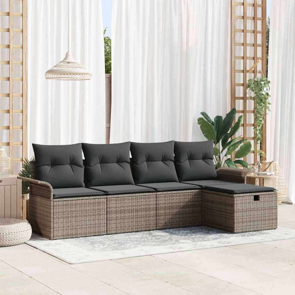 Garden Sofa Set 5 pcs Grey 251 x 117 x 85 cm Poly rattan