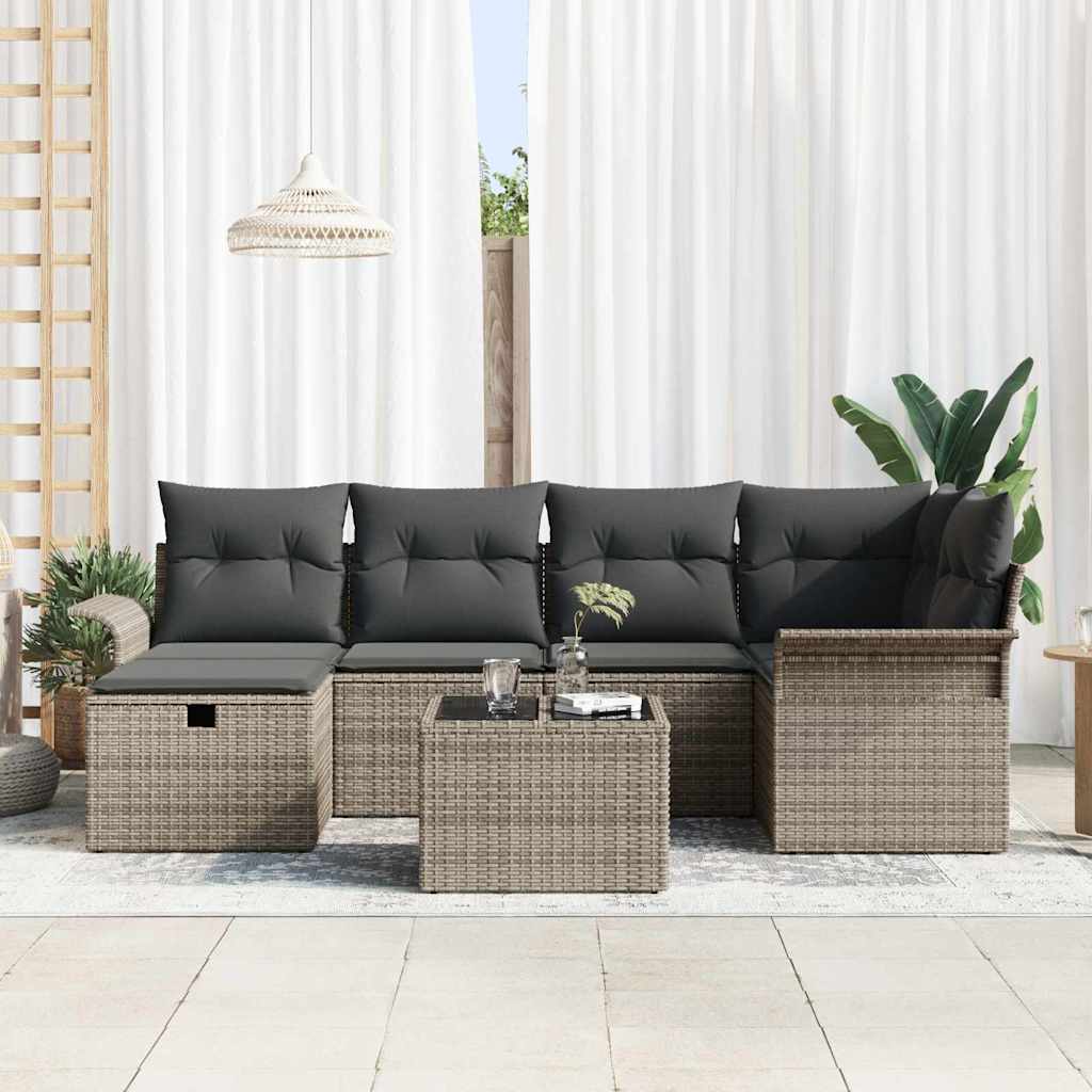 Garden Sofa Set 7 pcs Grey 242.5 x 132.5 x 85 cm Poly rattan