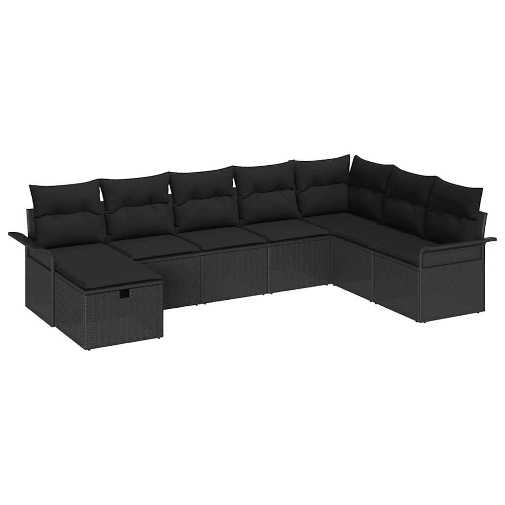 Garden Sofa Set with Cushion Manual 8 pcs Black Poly Rattan