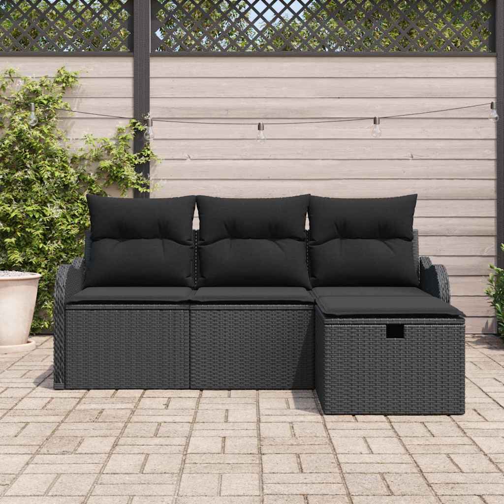 Garden Sofa Set 4 pcs Black 176 x 117 x 85 cm Poly rattan