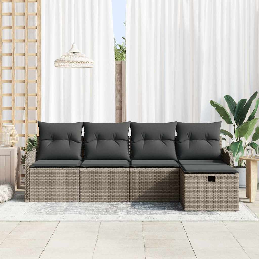 Garden Sofa Set 5 pcs Grey 231 x 117 x 85 cm Poly rattan