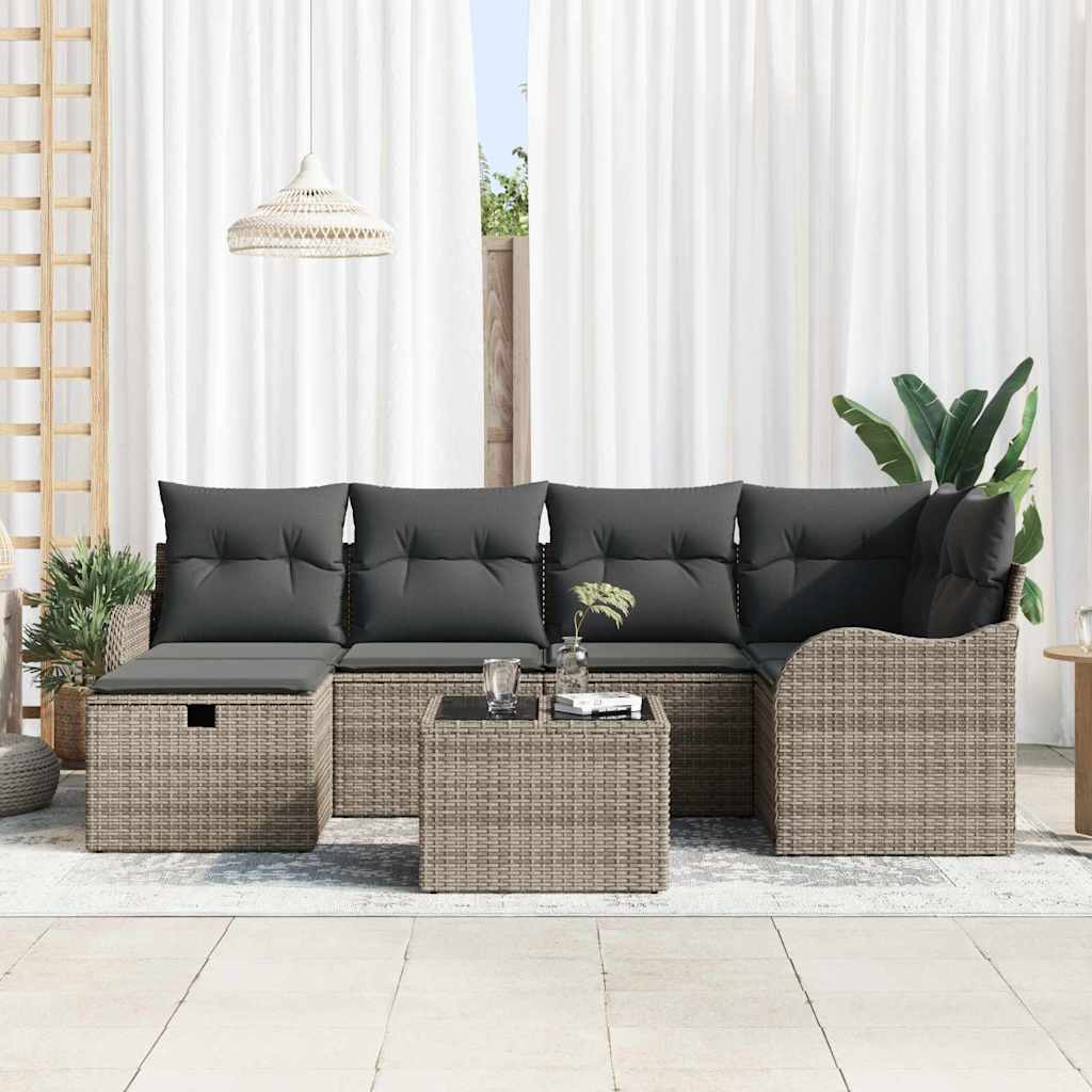 Garden Sofa Set 7 pcs Grey 232.5 x 122.5 x 85 cm Poly rattan