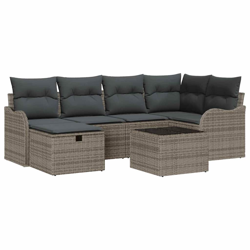 Garden Sofa Set 7 pcs Grey 232.5 x 122.5 x 85 cm Poly rattan